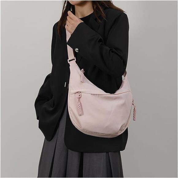 Crescent Shoulder Bag Nylon Bag Pink - Picture 3 of 5
